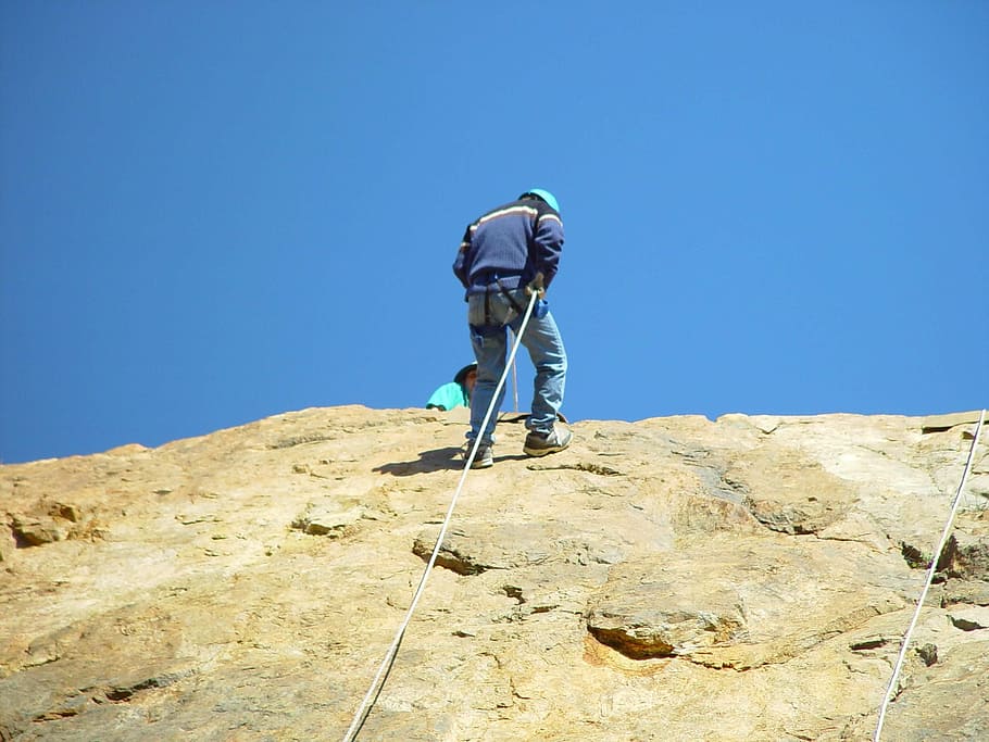 Mountain, Climber, Man, Sports, abseiler, recreation, face, HD wallpaper