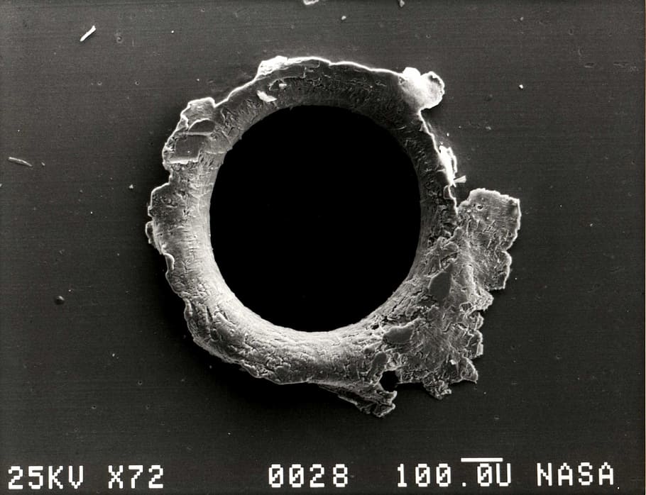 microscopic photography of hole, NASA, space junk, space debris HD wallpaper