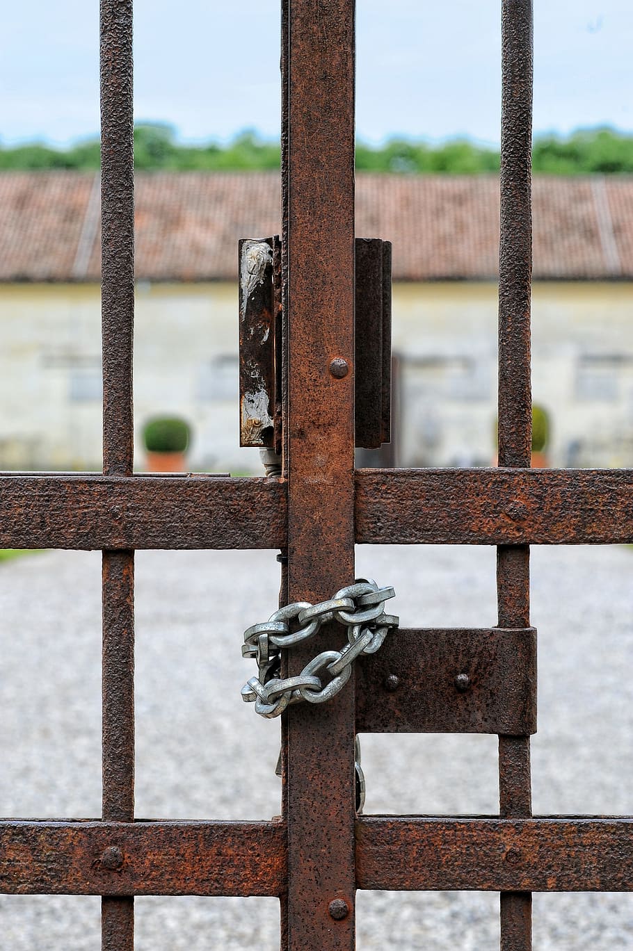 Gate, Chain, Texture, Iron, Rust, padlock, closed, color, paint HD wallpaper
