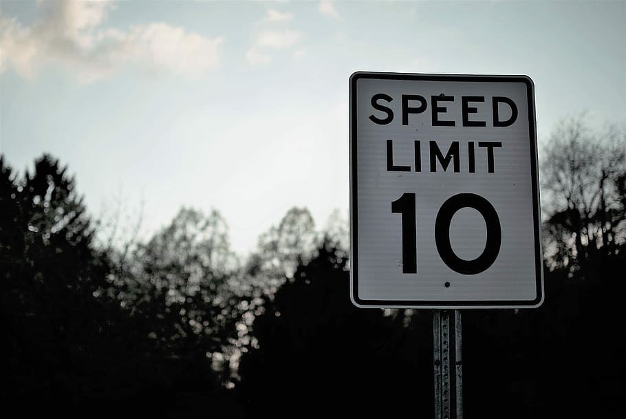 Speed Limit 10 signage, white and black speed limit 10 road sign, HD wallpaper
