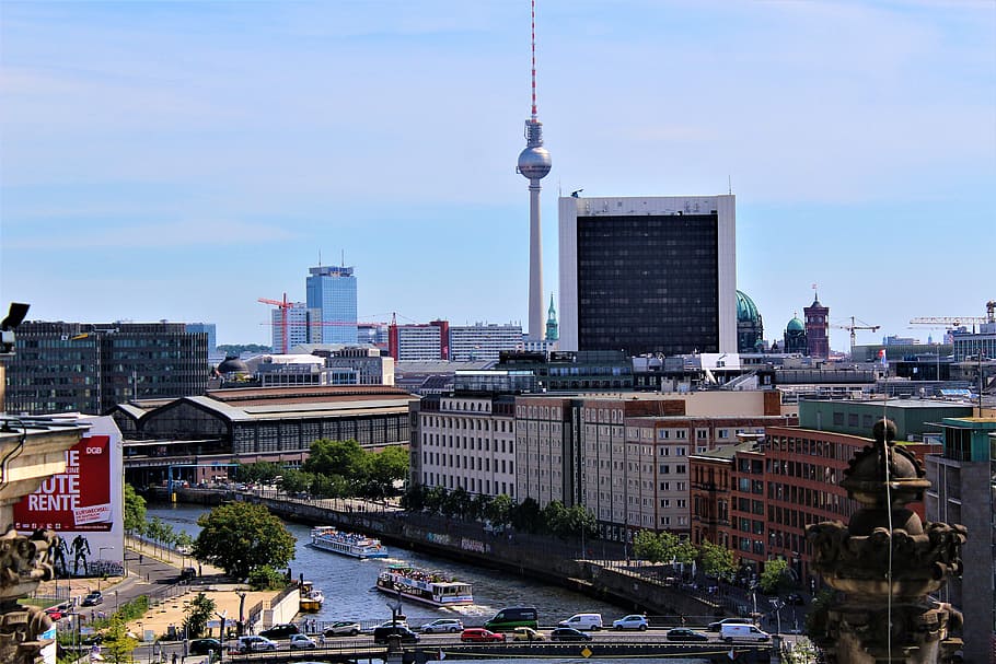 berlin, berlin from above, high, clouds, sky, outlook, building, HD wallpaper