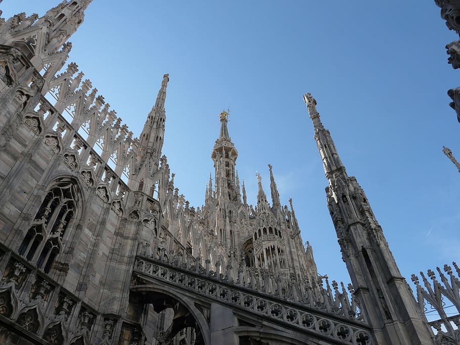 cathedral, milan, architecture, low angle view, built structure HD wallpaper