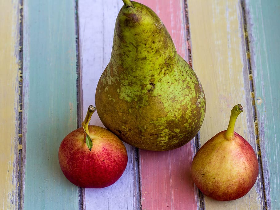still life, pears, fruit, background, pastellfarben, healthy eating HD wallpaper