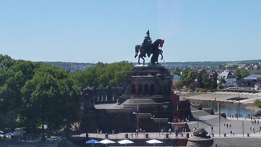 koblenz, german corner, monument, statue, famous Place, architecture HD wallpaper