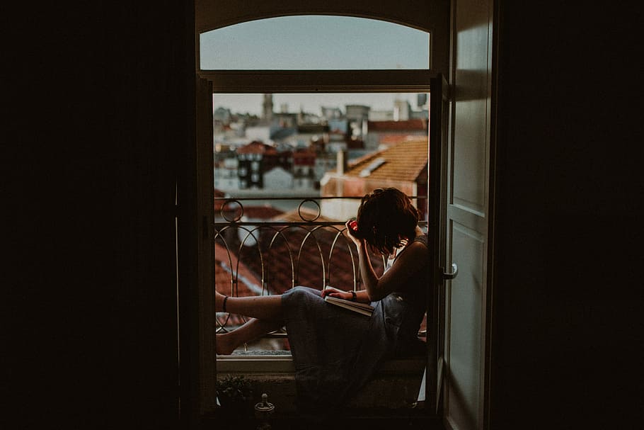 Don’t be an eye candy, be a soul food., woman sitting on opened window HD wallpaper