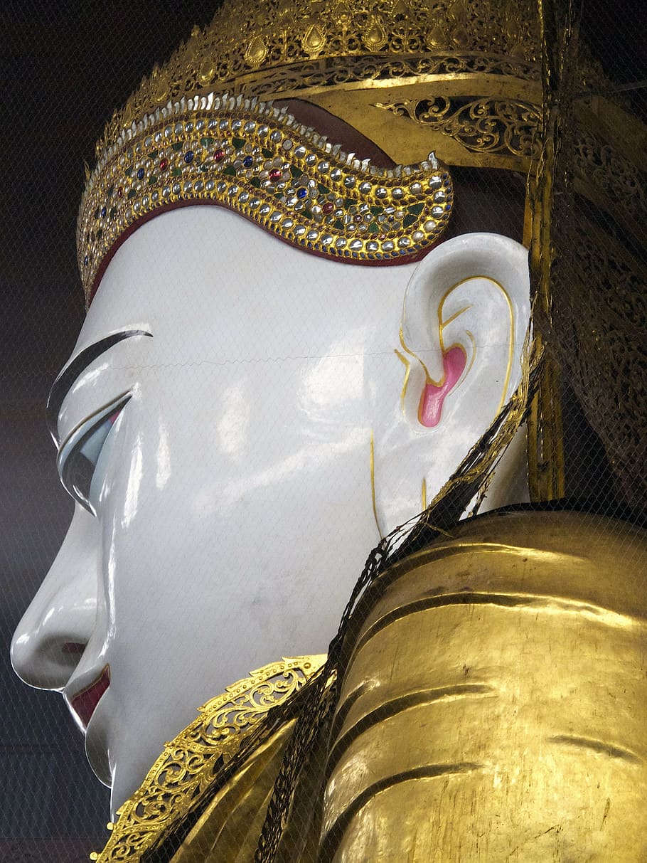 buddha, statue, religion, temple, face, buddhism, spirituality HD wallpaper