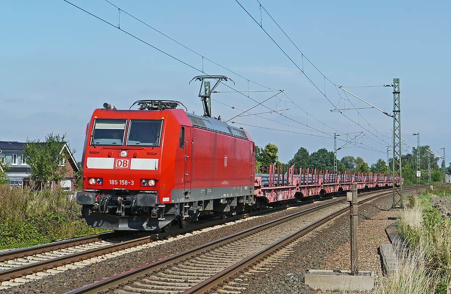 Modern Freight Train, Steel Slabs, heavy traffic, münsterland