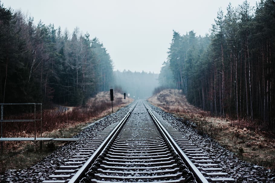 HD wallpaper: gray train rails, gray