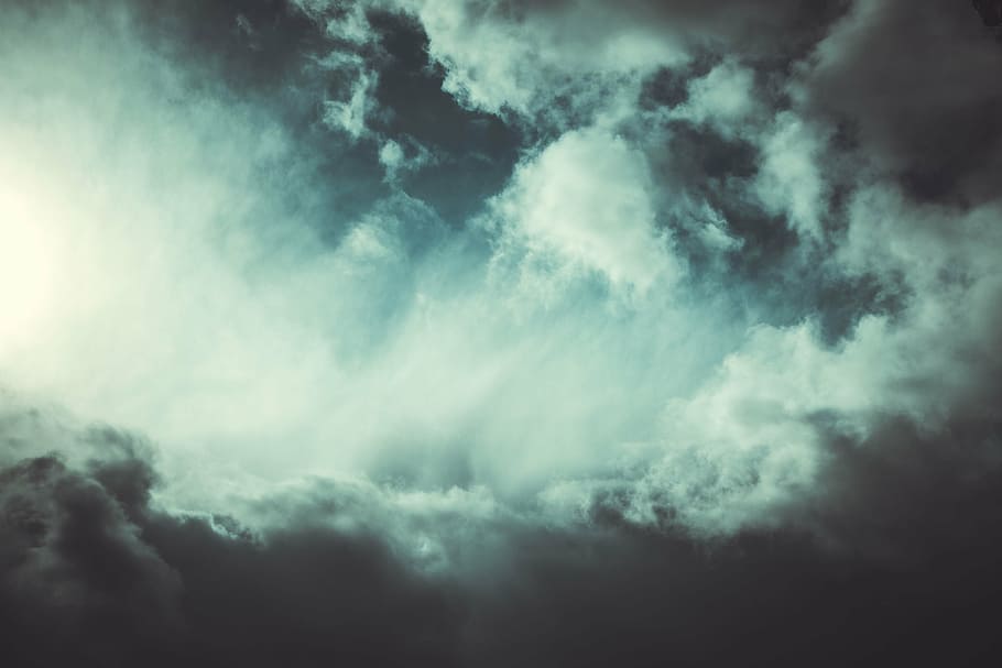 areal photograph of cumulus clouds, texture, sky, wind, storm HD wallpaper