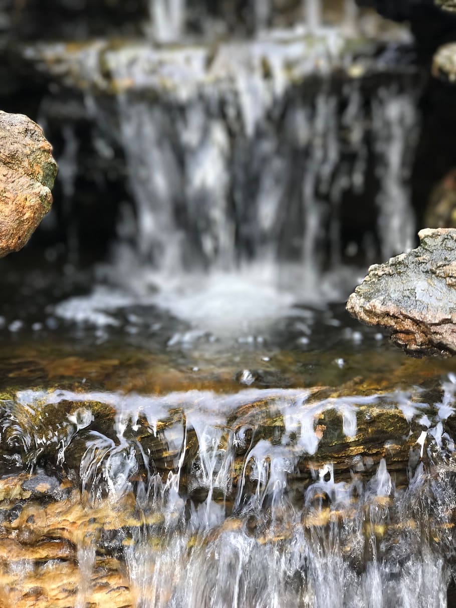 water, flow, waterfall, nature, rock, motion, rock - object HD wallpaper