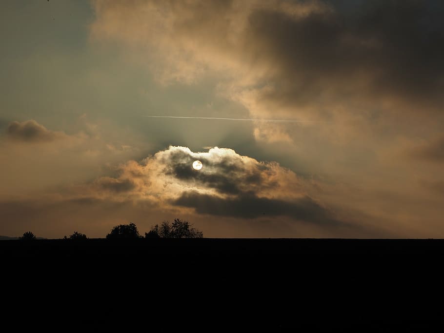 cloud, sunset, dramatic, field, horizon, sky, weather, climate HD wallpaper
