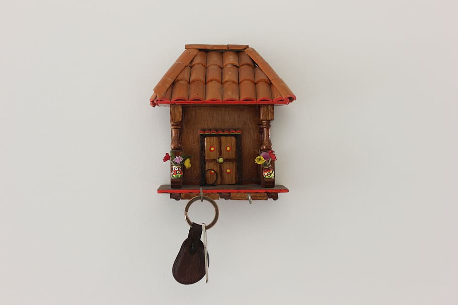 crafts, keychain, house, studio shot, no people, indoors, hanging HD wallpaper