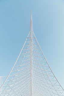 gray steel structure scenery, photography of white metal tower HD wallpaper