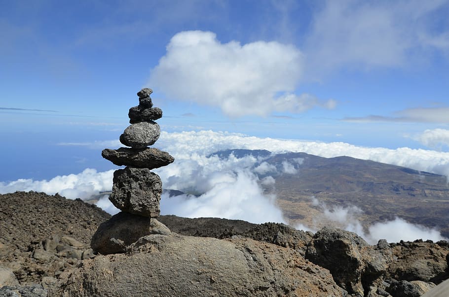 Stones, Summit, Mountain, stack, cloud - sky, balance, day HD wallpaper