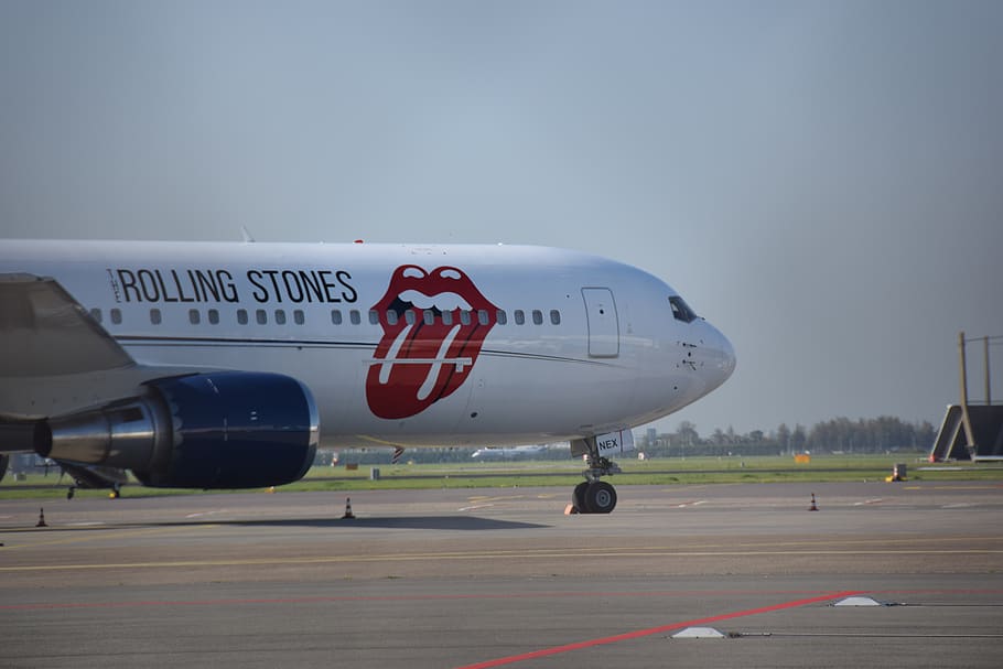 rolling stones, airplane, schiphol, music, aviation, air vehicle, HD wallpaper