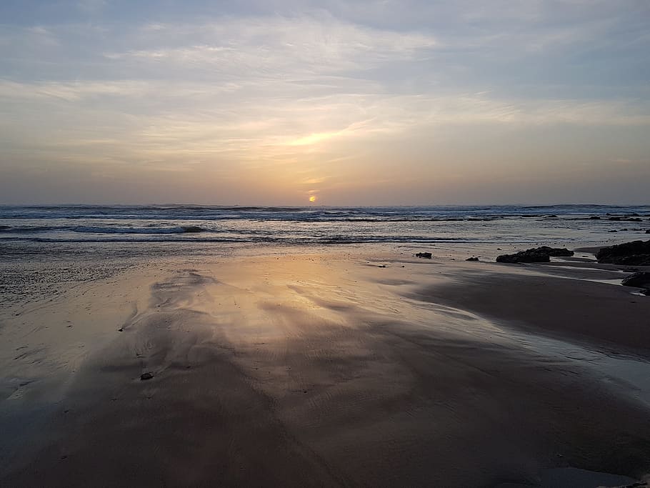 nature, beach, sea, morocco, sky, sunset, water, scenics - nature HD wallpaper
