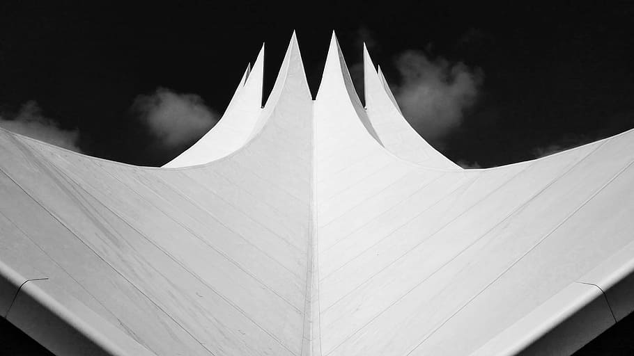 Tempodrom, grayscale photography of state of the building art roof HD wallpaper