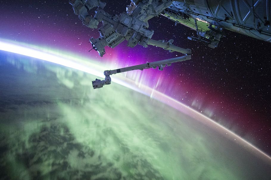 galaxy photography, satellite, earth, space, gravity, aurora HD wallpaper