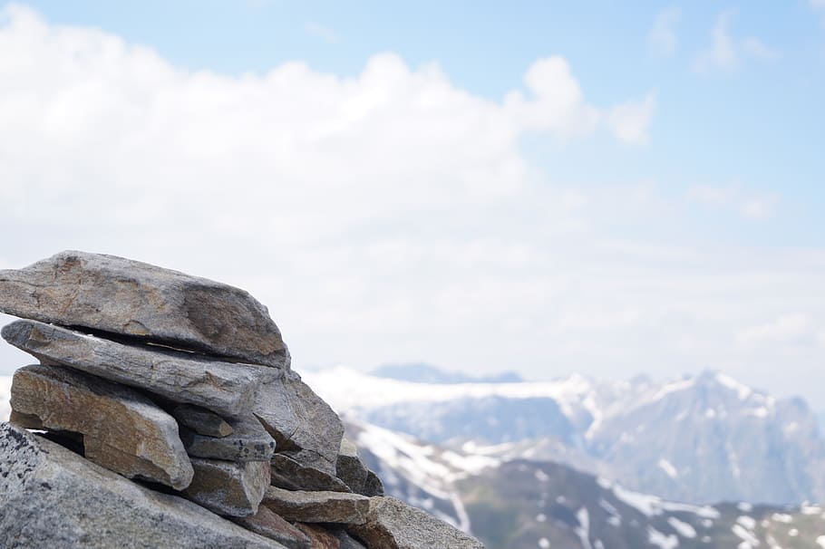 stone, alpine, hiking, view, has, italy, nauders, sky, mountain HD wallpaper