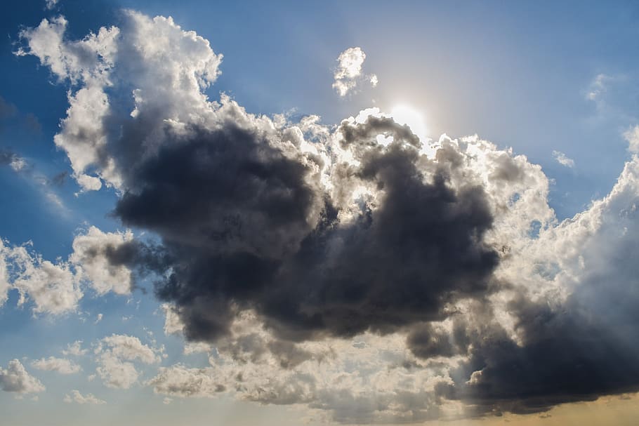 clouds, sunlight, sunbeam, nature, sky, cloudscape, rays, weather HD wallpaper