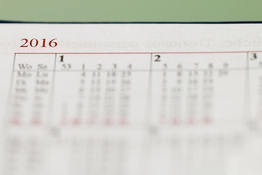 calendar, year, 2016, months, number, close-up, data, finance HD wallpaper
