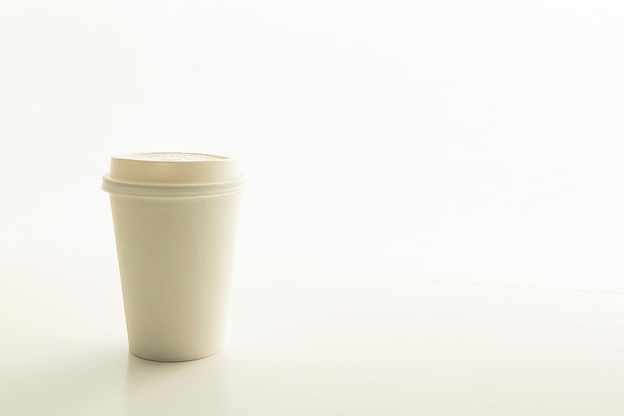 disposable cup on surface, white cup, studio shot, copy space HD wallpaper