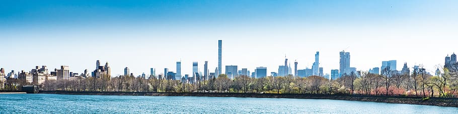 new york city, central park, panoramic, panorama, skyline, building exterior, HD wallpaper