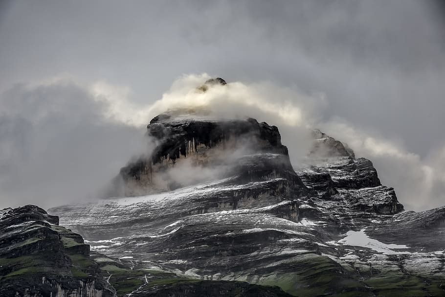 fog, landscape, mist, mountain, nature, outdoors, rocky mountain HD wallpaper