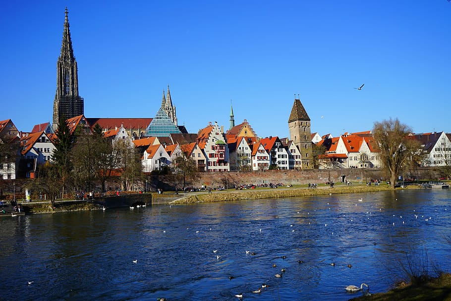 Ulm, River, Danube, Water, Waters, new ulm, view, outlook, city wall HD wallpaper