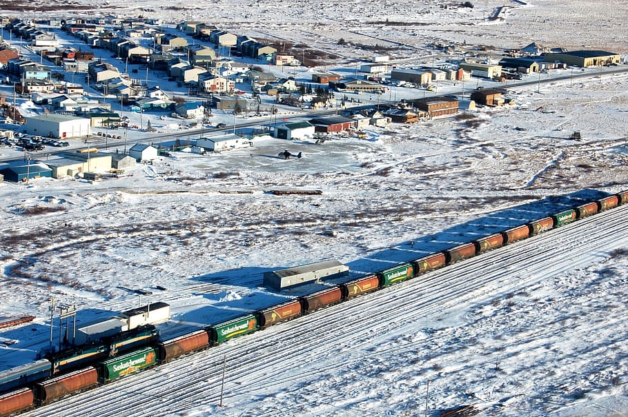Churchill, Manitoba, Canada, Train, village, houses, homes, HD wallpaper