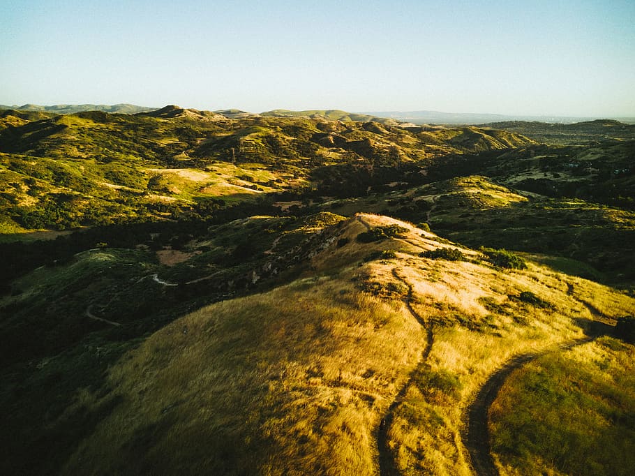Lost in the Hills, green hills, trail, grass, rural, nature, landscape HD wallpaper