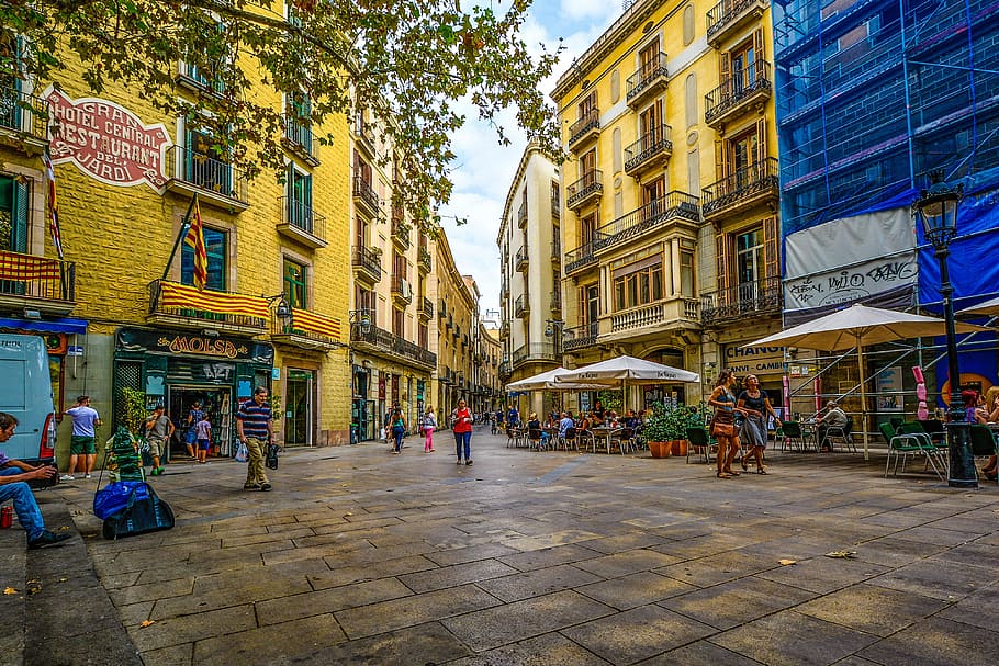 city road, Barcelona, Street, Spain, Morning, Cafe, urban, european