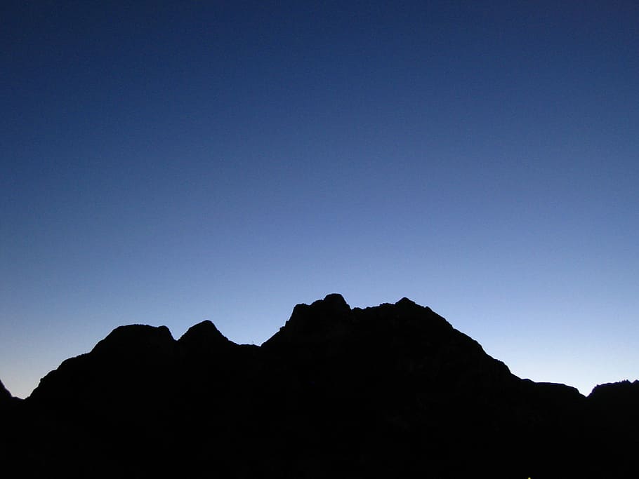 Mountain, Nighttime, Evening, Sunset, landscape, silhouette HD wallpaper