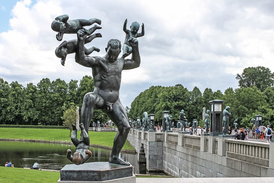 vigeland park, sculpture, oslo, norway, statue, representation, HD wallpaper