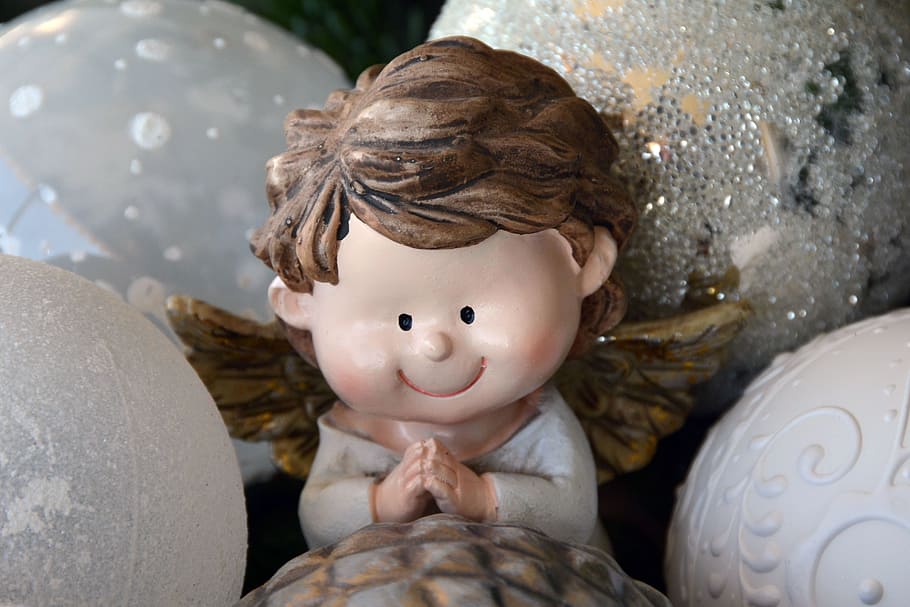 angel ceramic figurine, christmas, angel wings, decoration, christmas decoration, HD wallpaper