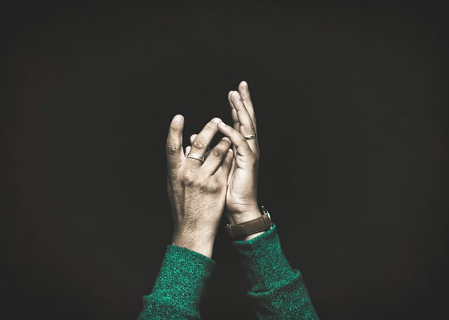 person's hand with black background, man, hands, praying, human Hand, HD wallpaper
