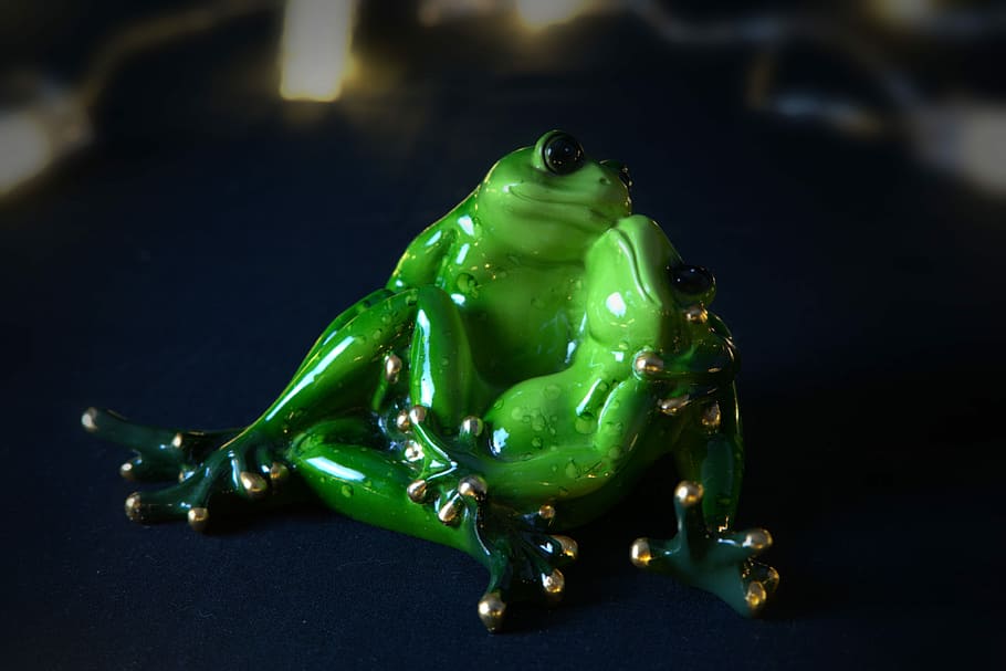 frog, love, kiss, funny, figure, deco, pose, kiss the frog HD wallpaper