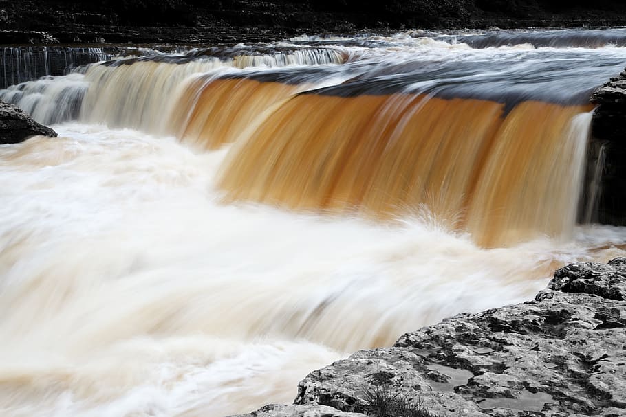 cascade, flow, flowing, fluid, green, motion, nature, river HD wallpaper