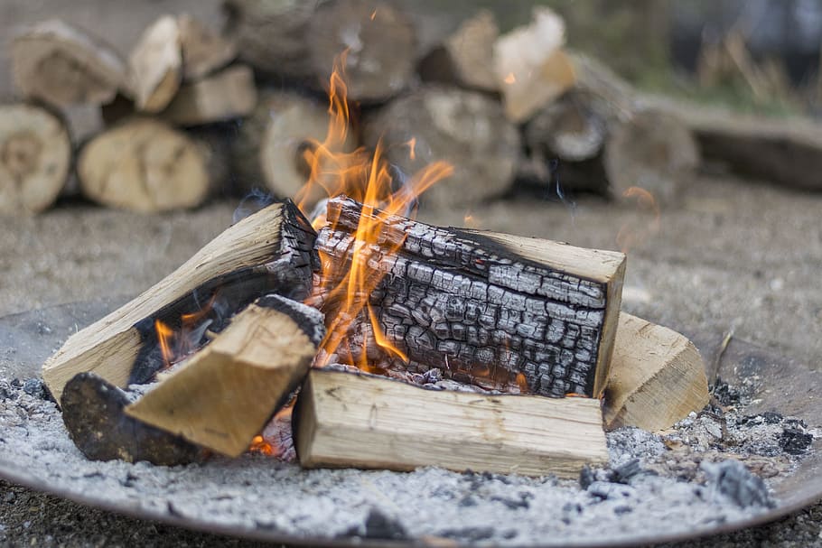 Fire, Campfire, Burn, Hot, Heat, Bonfire, wood, block, fire pit HD wallpaper