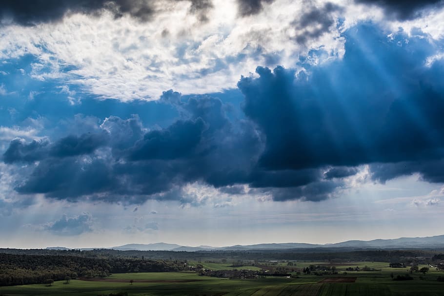 blue sky, clouds, landscape, panorama, scenic, tuscany, italy HD wallpaper