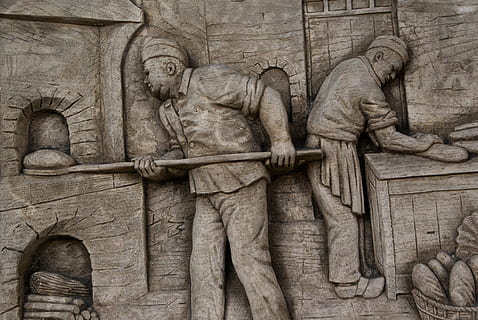 brown two bakers wall art, bakery, breads, artisans, oven, architecture HD wallpaper