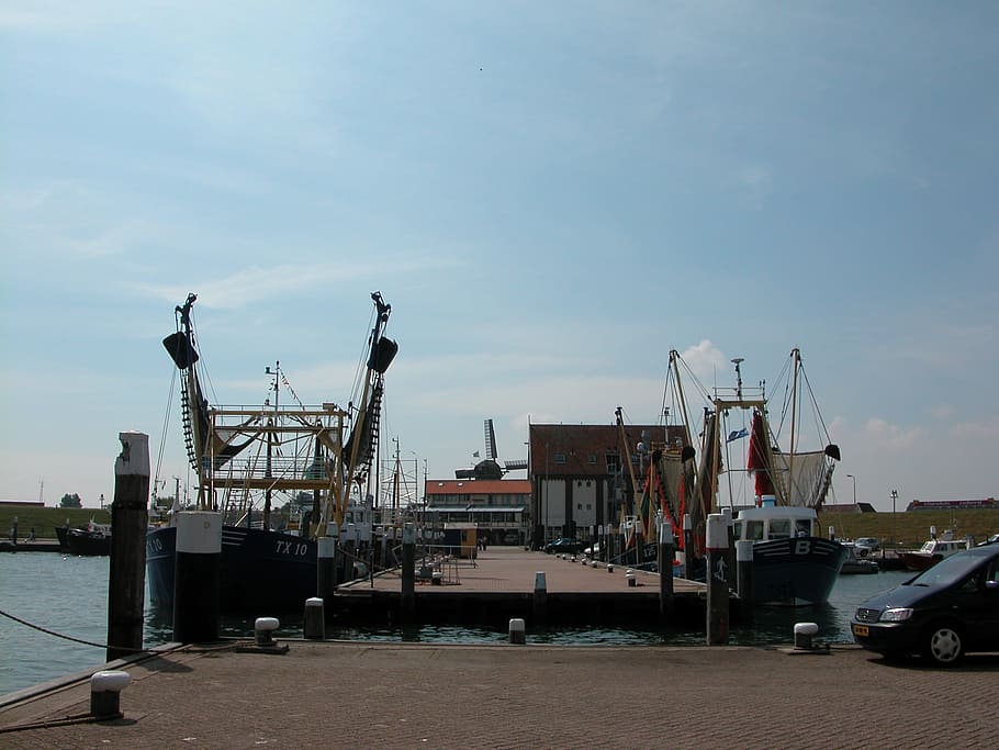 Ship, Boot, Port, Sea, Cutter, Texel, island, water, sun, summer HD wallpaper