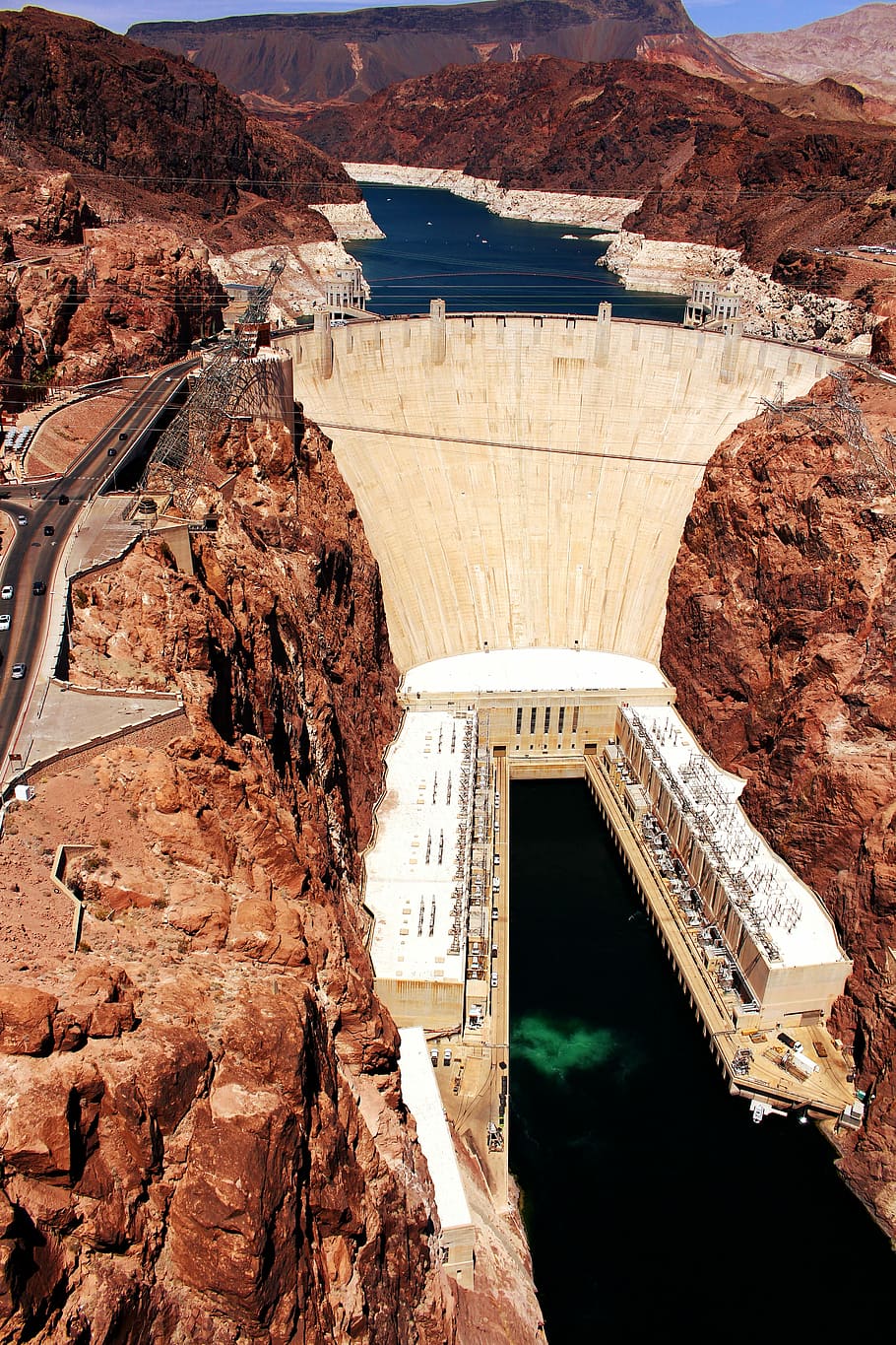 Hoover Dam, Lake, Nevada, hydroelectric power, water, rock - object, HD wallpaper