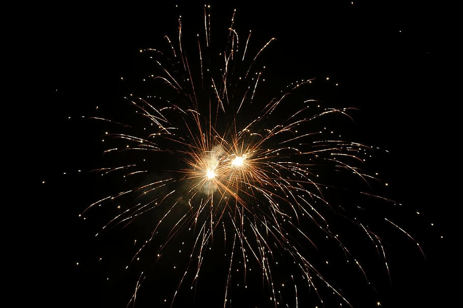 red fireworks during night time, light, heaven, dark, the feast of the HD wallpaper