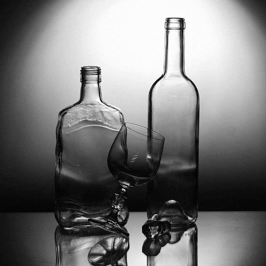 glass, the bottle, container, glass - material, indoors, table HD wallpaper