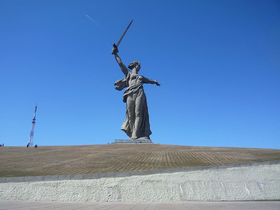 stalingrad, volgograd, russia, monument, historically, sculpture, HD wallpaper