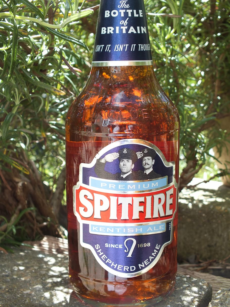 spitfire, beer, bottle, alcohol, liquor, orange, brown, text HD wallpaper