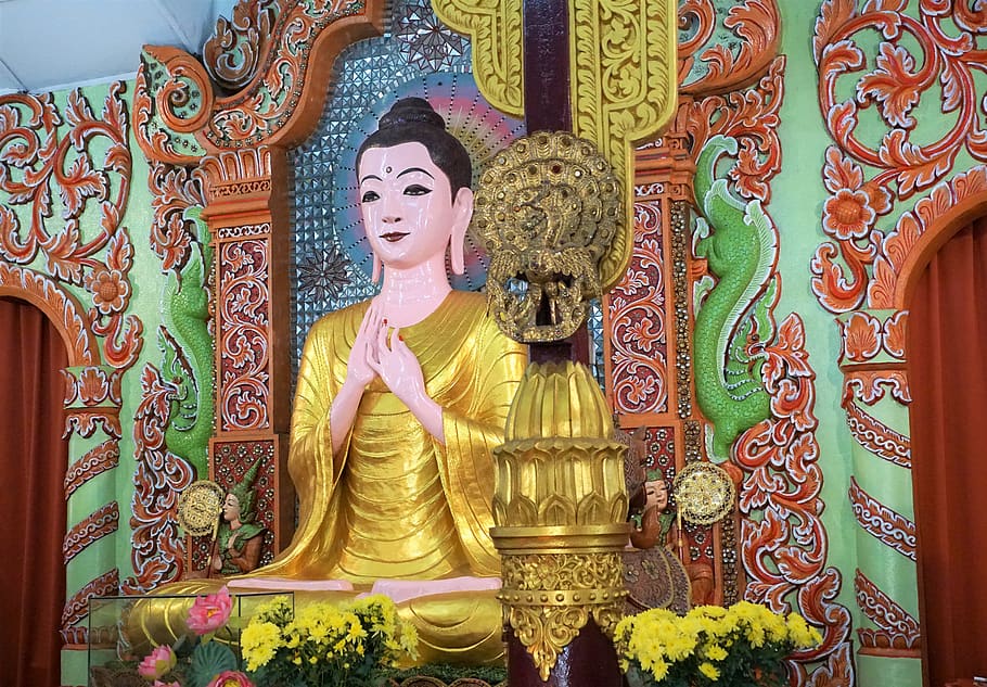 buddha, religion, temple, art, spirituality, ornament, pattern, HD wallpaper
