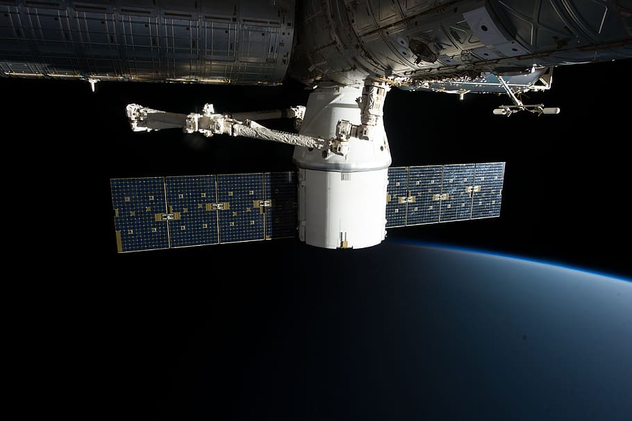 space station on outer space, satellite, orbit, spacex, aeronautics