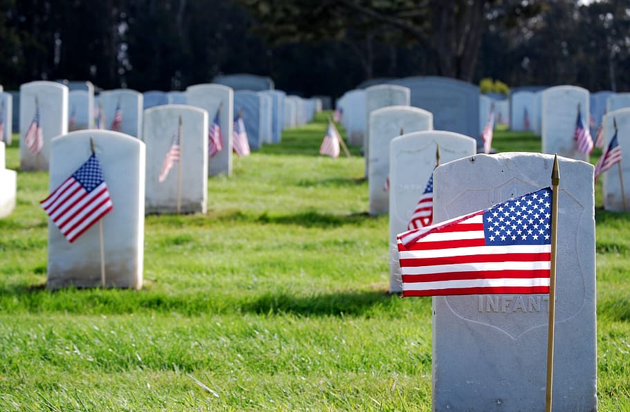 US cemetery during daytime, flag, memorial, honor, american HD wallpaper